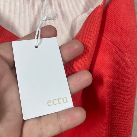 Ecru Size Medium Printed Square Neck Tank Top Red Washed Scarlet Cotton Rib - Picture 5 of 9